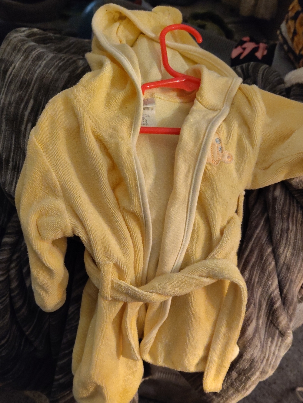 Yellow Baby Hooded Bathrobe Robe - Soft Terry Cotton Size 0/9 Mos